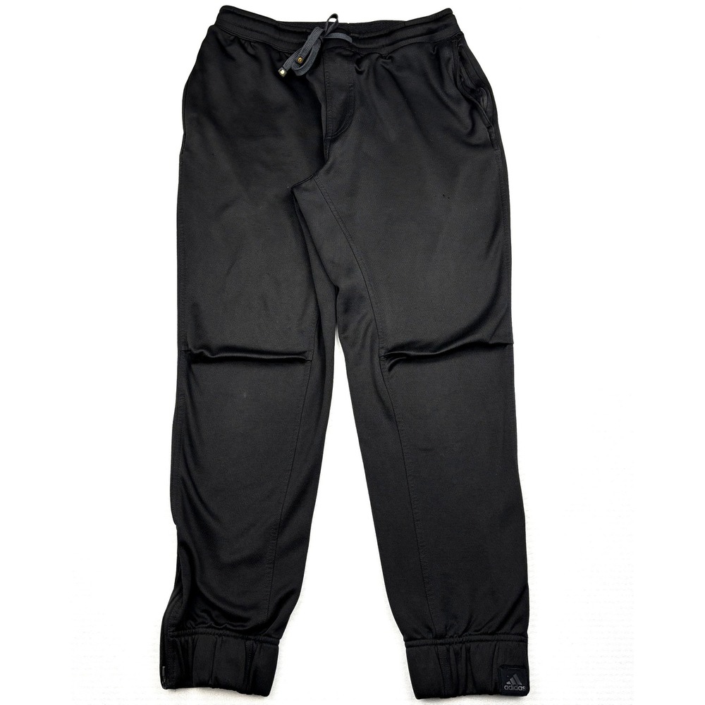 Adidas Pants Mens Medium Black Climawarm Fleece Joggers Track Ankle Zip AC2532